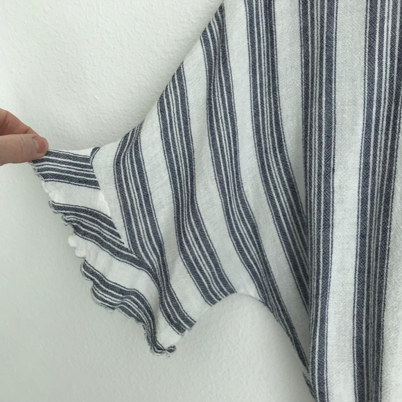 Rails Athena Stanton Striped Cropped V-Neck Wrap Top Size S Short Ruffle Sleeve - Picture 4 of 9